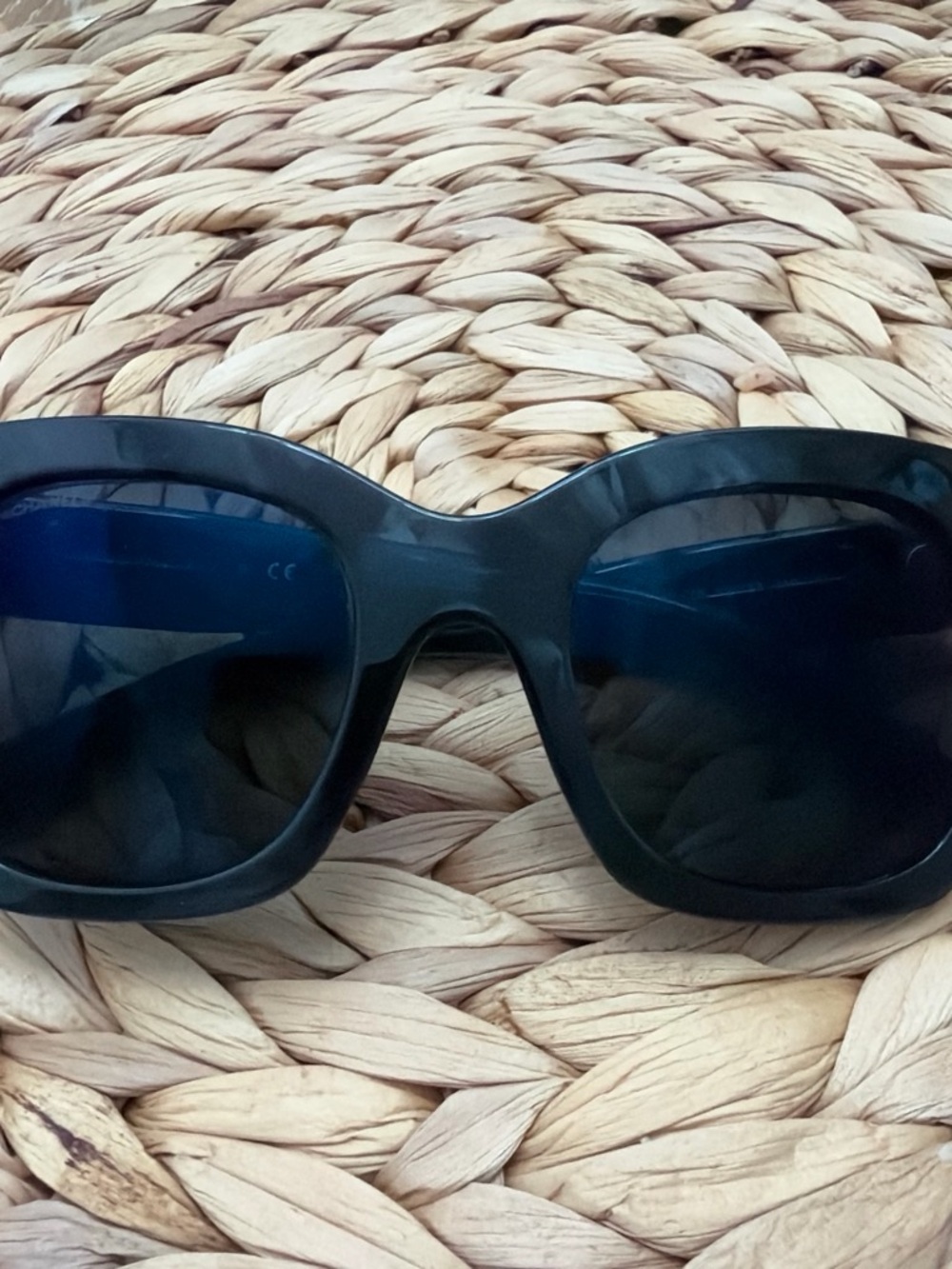 Chanel authentic turquoise blue Black Oversized Women's Sunglasses